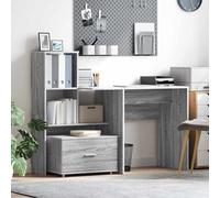 Escritorio gris Sonoma 131,5 x 50 x 106,5 cm Madera de ingeniería con | Estantes y cajones integrados, biblioteca montable a la izquierda o derecha, adecuado para oficina, dormitorio, sala de estar