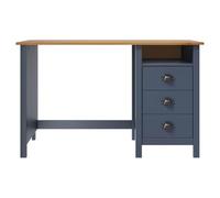 Escritorio Hill con 3 cajones gris 120 x 50 x 74 cm madera maciza | Madera de pino maciza, 3 cajones y 1 estante, asas de copa, diseño versátil para oficina o estudio, fácil montaje