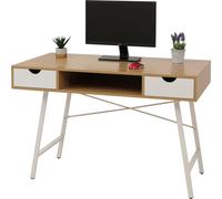 Escritorio HWC-E92, mesa de oficina, mesa para ordenador, estructura 3D, 120x60 cm, color marrón natural y blanco