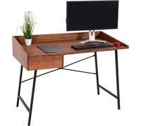 Escritorio HWC-J97, mesa de oficina, mesa para ordenador, con cajón, estructura 3D, 98x114x60 cm, certificado MVG, color marrón