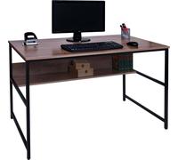 Escritorio HWC-K80, mesa de oficina, mesa para ordenador, mesa de trabajo, superficie de almacenamiento, metal y MDF, 120x60 cm, color gris-marrón