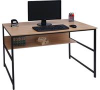Escritorio HWC-K80, mesa de oficina, mesa para ordenador, mesa de trabajo, superficie de almacenamiento, metal y MDF, 120x60 cm, color natural