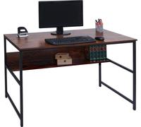 Escritorio HWC-K80, mesa de oficina, mesa para ordenador, mesa de trabajo, superficie de almacenamiento, metal y MDF, 120x60 cm, color marrón