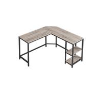 VASAGLE Escritorio, Mesa de Ordenador en Forma de L, 138 x 138 x 76 cm, Esquina con 2 Estantes, Ahorra Espacio, para Oficina Casa, Juegos, Greige y Negro LWD72MB