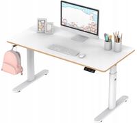Escritorio infantil, con altura ajustable eléctricamente, tablero blanco, 120x60 cm, altura regulable de 55 a 81 cm