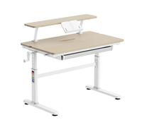 Escritorio infantil HOKO, 100x60 cm, con altura ajustable, incluye un tablero adicional, 1 cajón, un sujetalibros, sistema de montaje con abrazaderas, diseño de aspecto madera, modelos LUKA y ALVO