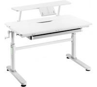 Escritorio infantil HOKO, 100x60 cm, con altura ajustable, incluye un tablero adicional de 90x20 cm, un portalápices y es adecuado para niños a partir de 6 años. Color: blanco. Modelos: JANA y JONA