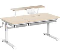 Escritorio infantil HOKO, con altura ajustable, 120x60 cm, incluye un tablero adicional de 90x20 cm y un sujetalibros. Superficie inclinable con 2 cajones, diseño con aspecto de madera, modelos CELIN