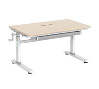 Escritorio infantil HOKO, con altura ajustable, escritorio para niños con superficie inclinable de 100x40 cm, cajón, ganchos, diseño de aspecto madera, modelo LUKA