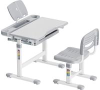 Escritorio infantil Toboli con silla, escritorio infantil ajustable en altura e inclinación, con cajón y soporte para libros