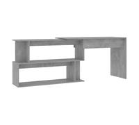 vidaXL Escritorio de esquina contrachapada gris hormigón 200x50x76 cm