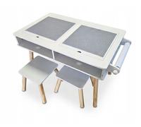 Escritorio/mesa de juegos Multiactive blanca, con dos taburetes y superficie para bloques de construcción
