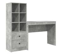 Escritorio - mesa de ordenador con almacenamiento con cajón 2 pcs gris concreto