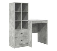 Escritorio - mesa de ordenador con almacenamiento con cajón 2 pcs gris concreto
