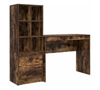 Escritorio - mesa de ordenador con almacenamiento con cajón 2 pcs roble ahumado
