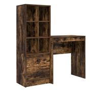 Escritorio - mesa de ordenador con almacenamiento con cajón 2 pcs roble ahumado