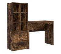 Escritorio - mesa de ordenador con almacenamiento con cajón 2 pcs roble ahumado