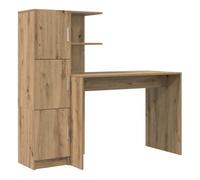 Escritorio - mesa de ordenador con almacenamiento con estante 2 pcs roble artisan