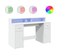 Escritorio - mesa de ordenador con luz led madera ingeniería blanco 140x55x91 cm