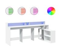 Escritorio - mesa de ordenador con luz led madera ingeniería blanco 200x104x91 cm