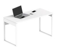Escritorio Mesa De Ordenador Oficina Estudio, Patas Estructura Metálica Industrial 76x135x60cm Blanco Briebe Smuk