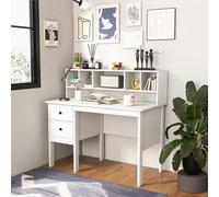 Escritorio - Mesa para ordenador - Mesa infantil - Escritorio para PC - Espacio de trabajo en casa - Blanco - 120x60x110 cm - 2 cajones y 5 compartimentos
