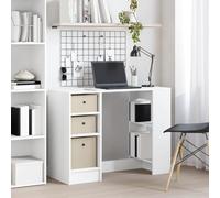 Escritorio moderno de 100 x 40 x 75 cm con cajones blancos, mesa de trabajo rectangular de madera para oficina en casa, asas empotradas para un aspecto elegante, acabado fácil de limpiar