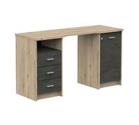 Escritorio monaco 3 cajones 1 puerta 1 estante roble artisan y sidewalk 135 cm melamina moderna y funcional
