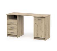 Miroytengo Escritorio Monaco 3 Cajones 1 Puerta 1 Estante y un Hueco en Color Roble Artisan de 135 cm para Oficina y Hogar