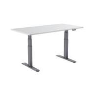 Escritorio Motorizado Sentado/de Pie 120x75cm, Altura 62-128cm, Tablero Blanco / Base Gris