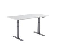 Escritorio Motorizado Sentado/de Pie 150x75cm, Altura 62-128cm, Tablero Blanco / Base Gris