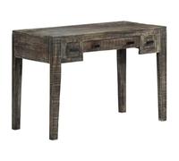 Escritorio negro 110 x 50 x 75 cm de madera maciza de mango | 3 cajones con asas, pulido lacado lacado, mesa de ordenador, escritorio, consola, madera dura robusta