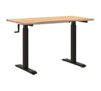 Escritorio Negro Y Natural 120 X 60 Cm Madera De Roble Sólido Vidaxl
