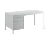 Escritorio para encargados, gris luminoso eurokraft basic, cajones: 1 x 140 mm, 1 x 280 mm