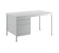 Escritorio para encargados, gris luminoso eurokraft basic, cajones: 1 x 140 mm, 1 x 280 mm