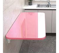 Escritorio plegable compacto de pared, color rosa, 60 x 40 cm, mesa de comedor que ahorra espacio para oficina en casa y cocina, solución ideal para áreas pequeñas