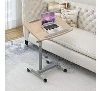 Escritorio plegable con altura ajustable, ruedas bloqueables y panel de roble claro, mesa versátil para desayunar en la cama y servir