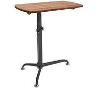 Escritorio plegable con altura ajustable, ruedas bloqueables y panel de roble claro, mesa versátil para desayunar en la cama y servir