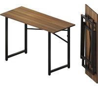 Escritorio plegable de 120 cm, ideal para escribir, jugar, usar con el ordenador o para acampar. No requiere montaje. Escritorio para oficina en casa, color espresso