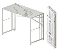 Escritorio plegable, de mármol blanco, de 103 cm, ideal para camping y para trabajar desde casa