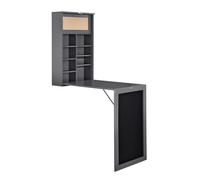 Escritorio plegable de pared kläppen con corcho y pizarra mdf 80 x 50 x 19 cm gris oscuro [en.casa]