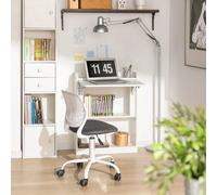 Escritorio plegable en forma de L, de madera blanca, con estantes, ideal para crear un espacio de trabajo en casa y en espacios pequeños