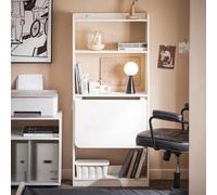 Escritorio plegable en forma de L, de madera, que ahorra espacio, ideal para trabajar en casa o en la oficina