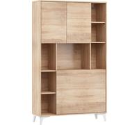 Escritorio plegable MEGAN, con 2 estantes, ideal para oficina en casa o para ordenador. Acabado en roble Sonoma / roble Sonoma