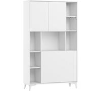 Escritorio plegable MEGAN, con 2 estantes, ideal para oficina en casa o para ordenador, color blanco mate / blanco mate