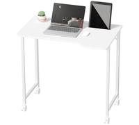 Escritorio plegable pequeño para ordenador con ruedas y ranura para dispositivos