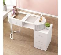 Escritorio profesional con cajones y armario de almacenamiento de 3 niveles, elegante mesa de manicura para salón, spa, estación de trabajo, diseño funcional de madera