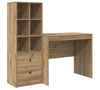 vidaXL Escritorio Roble Artesanal 135,5 x 50 x 127 cm con cajón y estante, 2 uds