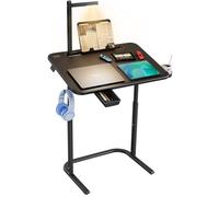 Escritorio, SAIJI Mesa, estable mesa escritorio, Altura ajustable, con atril para libros, cajón, gancho para mochila, estilo moderno, para estudiar, trabajar con laptop, comer, clases en línea, 65*45