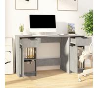 Escritorio "The Living Store" con armario auxiliar, color gris cemento, fabricado en material de madera